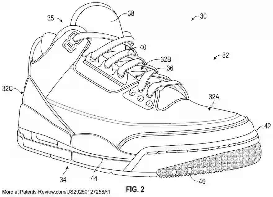 Drawing 03 for ARTICLE OF FOOTWEAR WITH REMOVABLE SHIELD